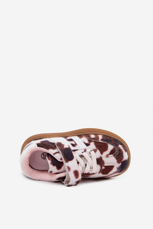Children's sneakers with Velcro in brown Satinia
