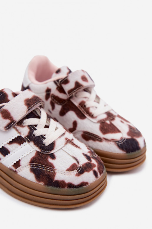 Children's sneakers with Velcro in brown Satinia