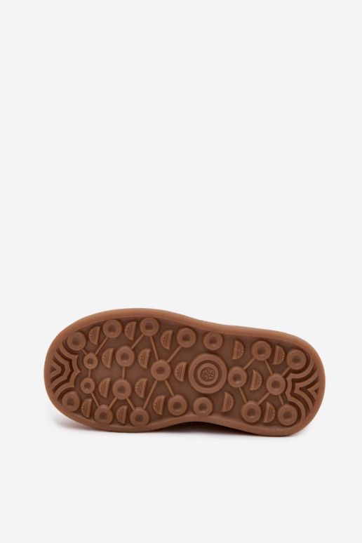 Children's sneakers with leopard print and Velcro in sand color Satinia