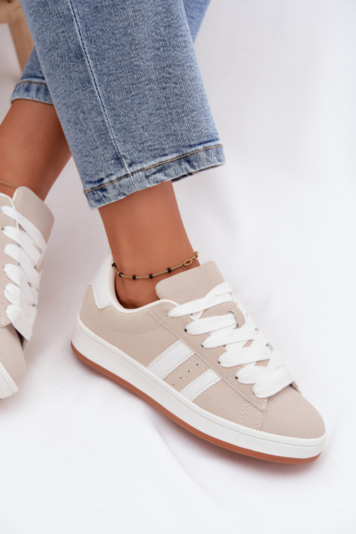 Women's sneakers with stripes in sand color Cascade