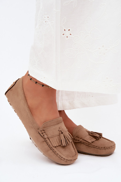 Women's loafers with tassels faux suede sand Linden
