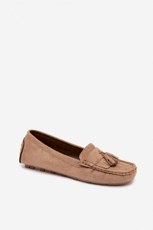 Damskie mokasyny z frędzlami z sztucznego zamszu w kolorze piaskowym Linden
