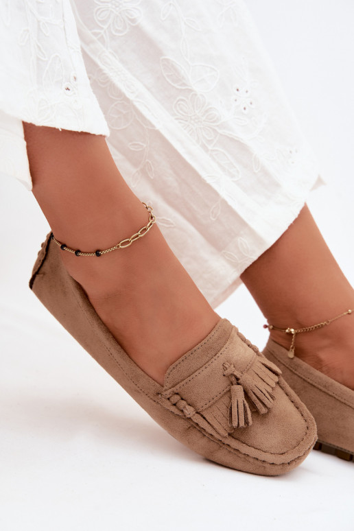 Women's loafers with tassels faux suede sand Linden
