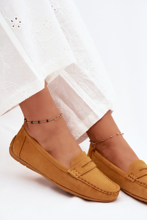 Elegantiški dirbtinės zomšos mokasinai garstyčių spalvos Lenvie