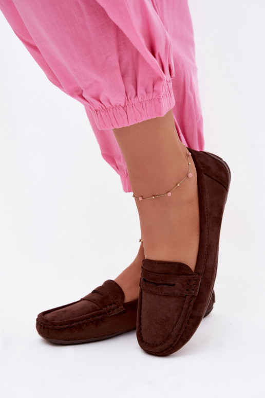 Elegant suede loafers chocolate Lenvie