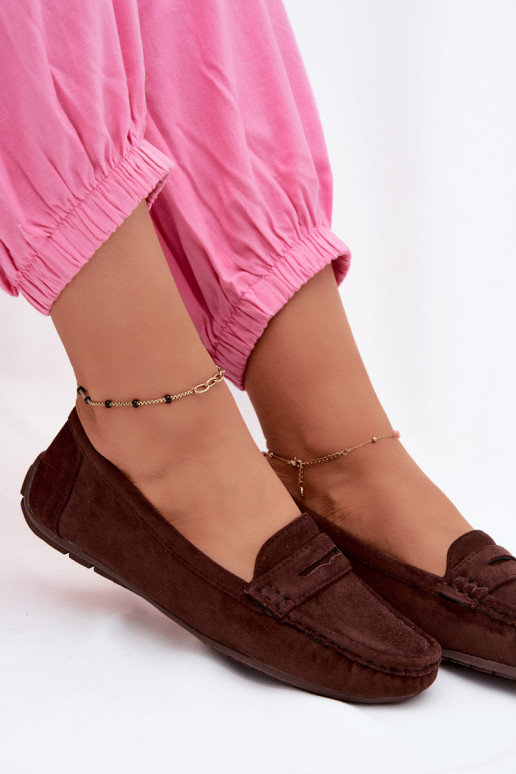 Elegant suede loafers chocolate Lenvie