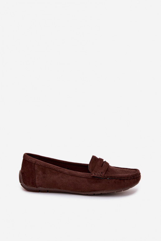 Elegant suede loafers chocolate Lenvie