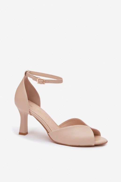 Women's thin heeled sandals sand Zazoo 1120