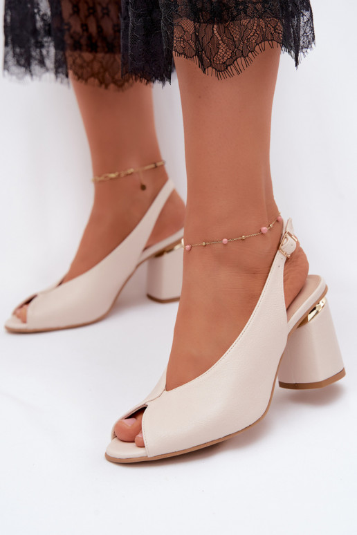Elegant style women's sandals with heels Zazoo 1085 ivory color