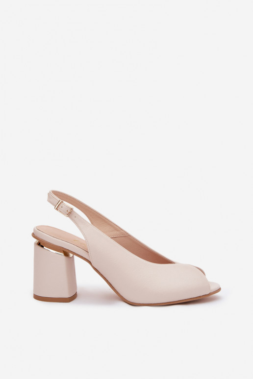 Elegantiško stiliaus moteriškos basutės su kulniukais Zazoo 1085 dramblio kaulo spalvos