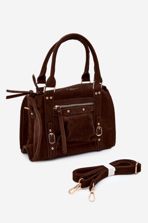 Bag made of faux suede chocolate Lendra