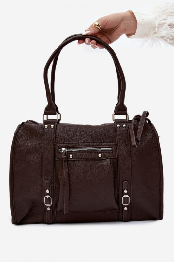Large bag made of faux leather chocolate Nolita