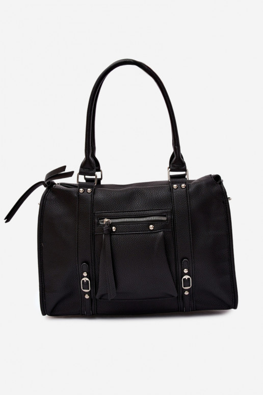Large bag made of faux leather black Nolita