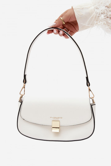 Small handbag in faux leather white Acacia