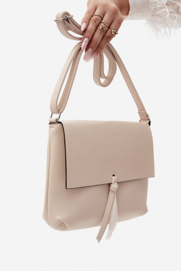 Messenger bag with tassels in bright sand faux leather Sigrid 2
