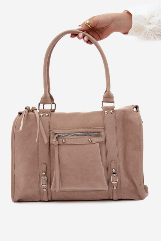 Large bag in faux suede ivory Nolita
