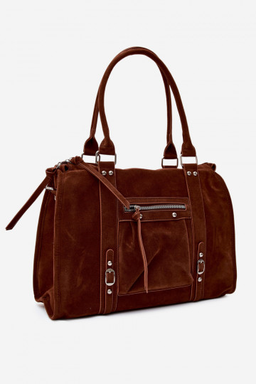 Large bag in faux suede brown Nolita 2