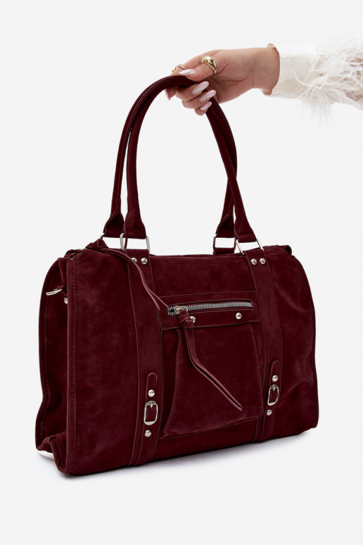 Large bag in faux suede burgundy Nolita