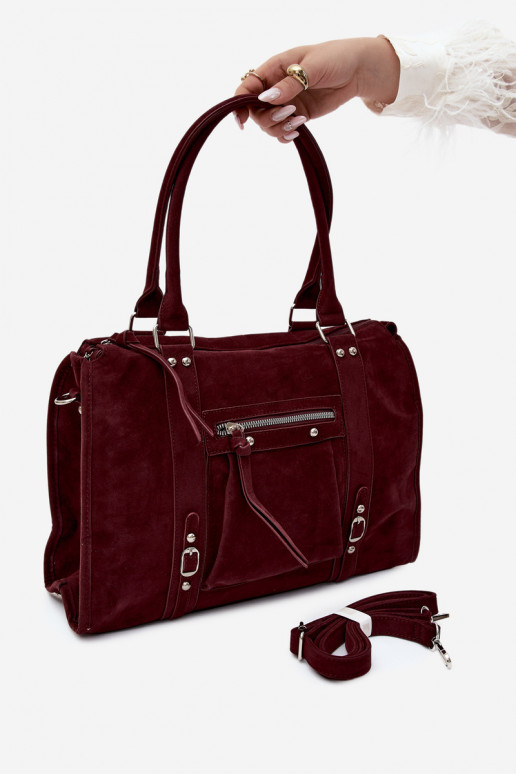 Large bag in faux suede burgundy Nolita