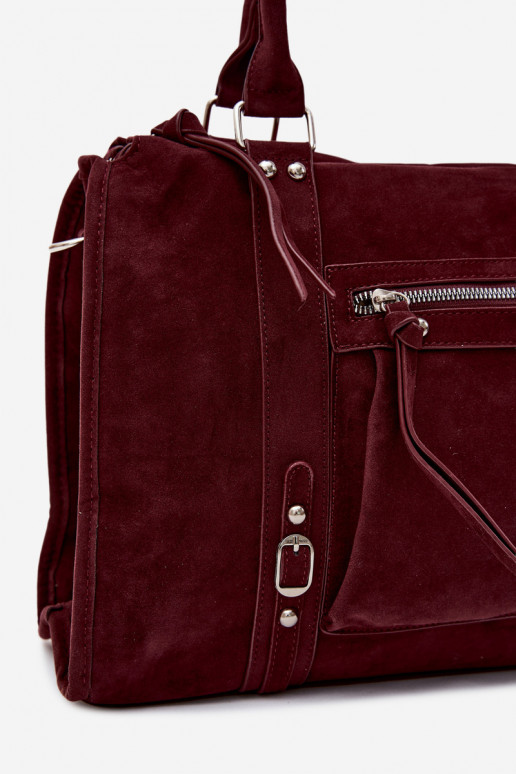 Large bag in faux suede burgundy Nolita