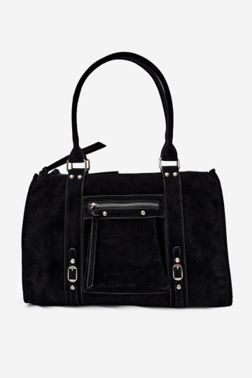Large bag in faux suede black Nolita