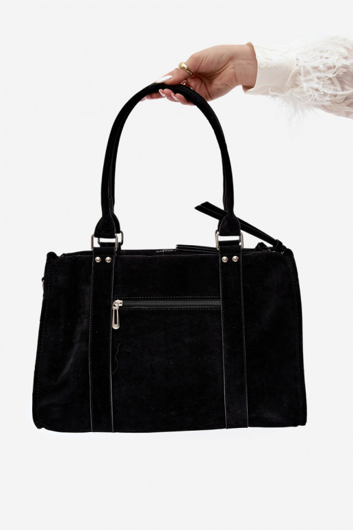 Large bag in faux suede black Nolita