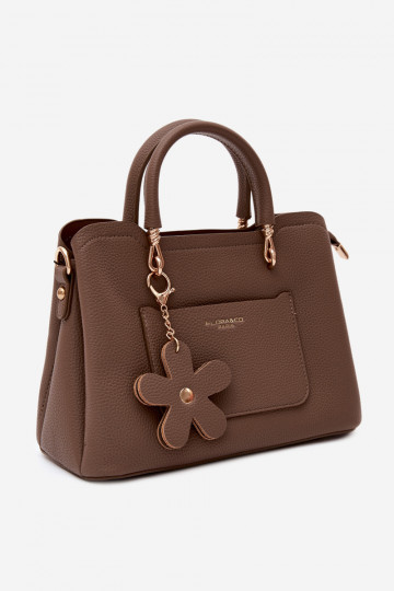 Bag in faux leather with keychain and floral motifs clay Noomi 2