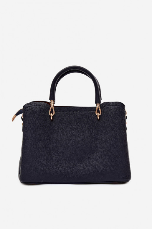 Handbag with faux leather keychain with floral motifs in dark blue Noomi