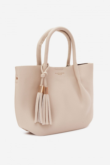 Handbag with faux leather in bright sand Fleece 2