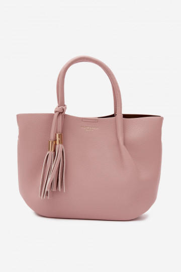Handbag with faux leather in pink Fleece
