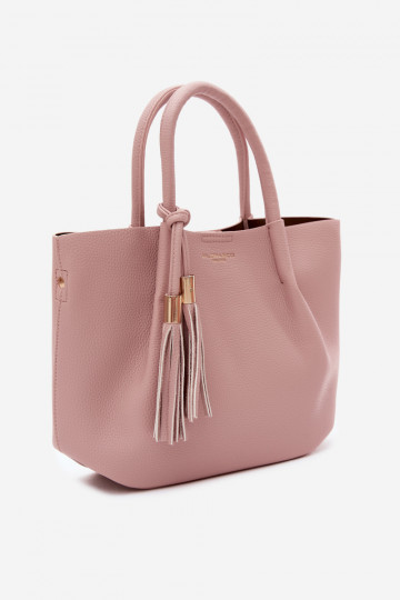 Handbag with faux leather in pink Fleece 2
