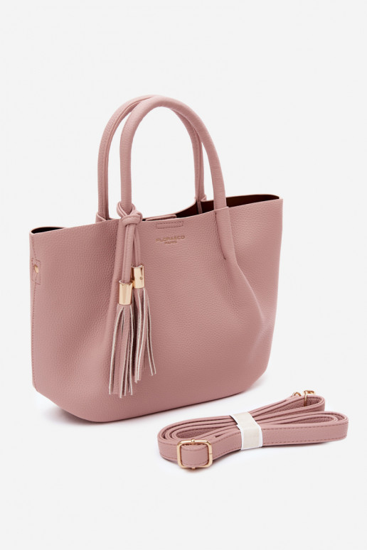 Handbag with faux leather in pink Fleece