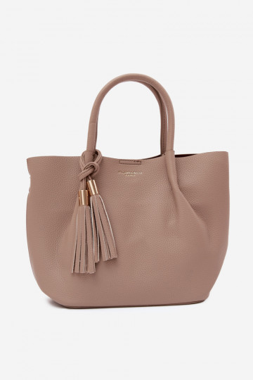 Handbag with faux leather in ivory Fleece
