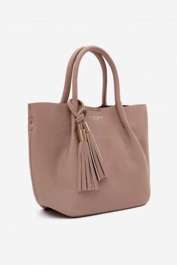 Handbag with faux leather in ivory Fleece 2