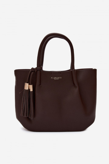 Handbag with faux leather in chocolate Fleece
