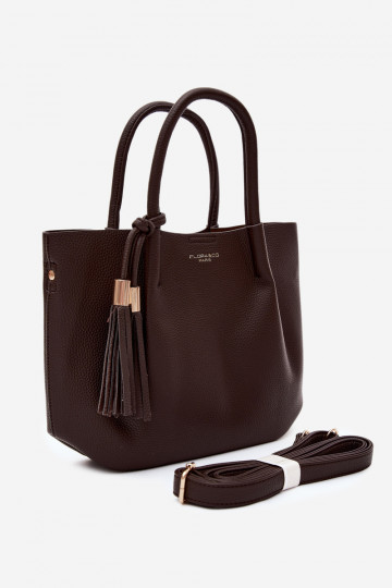 Handbag with faux leather in chocolate Fleece 2