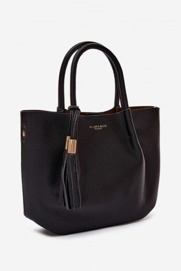 Handbag with faux leather in black Fleece 2