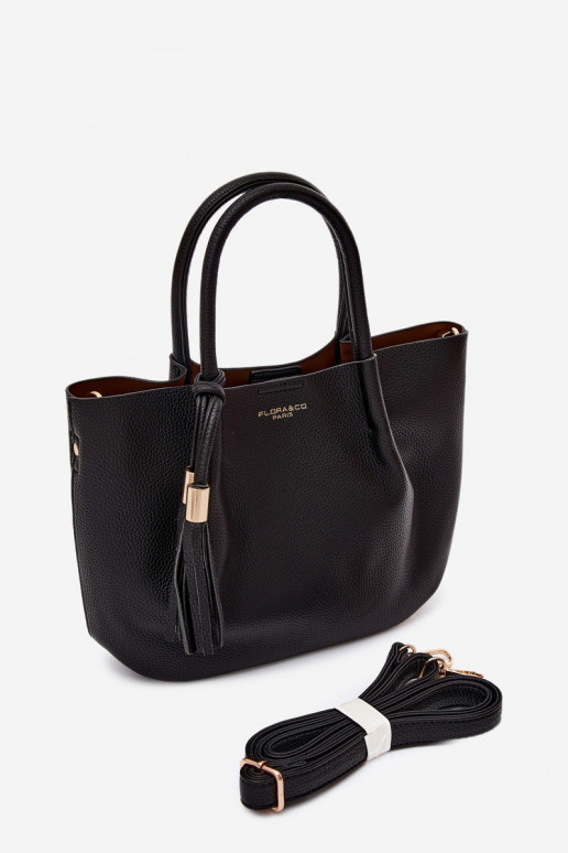 Handbag with faux leather in black Fleece