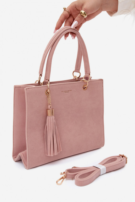Torba typu bagażówka z sztucznej zamszowej skóry w różowym kolorze Ottilie