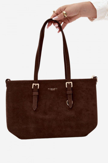 Bag in faux suede chocolate Araminta