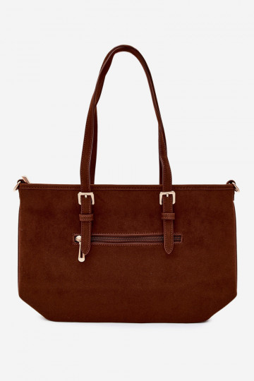 Bag in faux suede brown Araminta