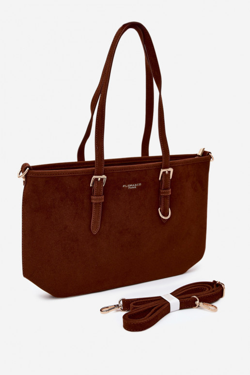 Bag in faux suede brown Araminta