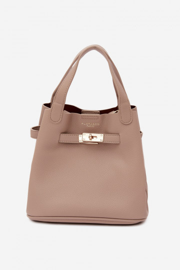 Bag with cosmetic case and faux leather ivory Crumble