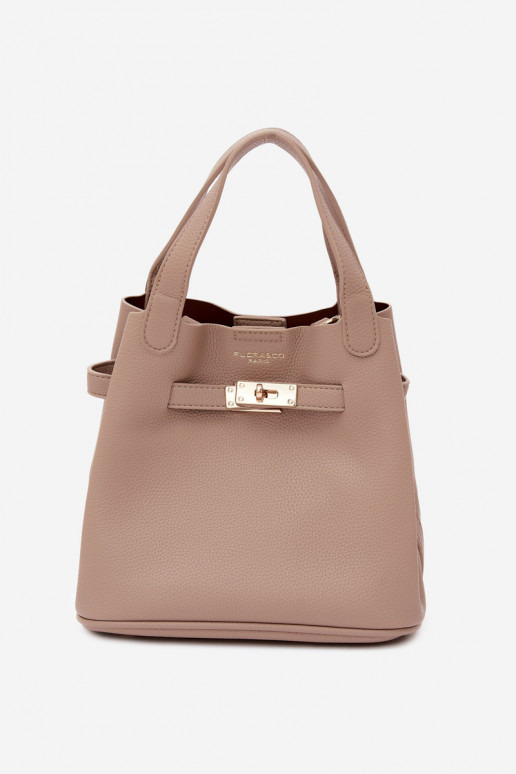 Kott su kosmetine ir faux leather ivory Crumble