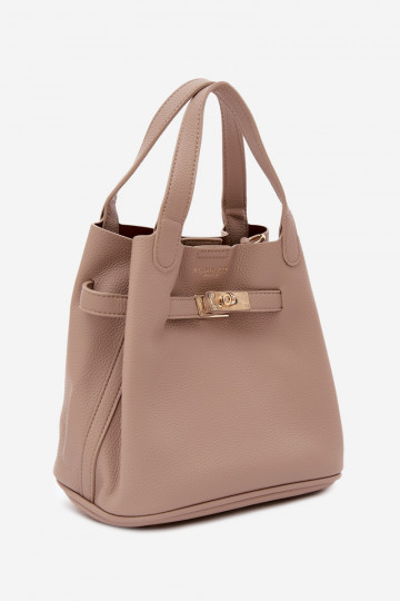 Bag with cosmetic case and faux leather ivory Crumble 2