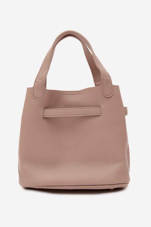 Bag with cosmetic case and faux leather ivory Crumble