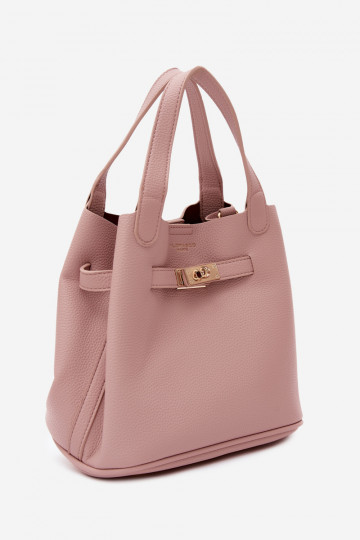 Bag with cosmetic case and faux leather pink Crumble 2