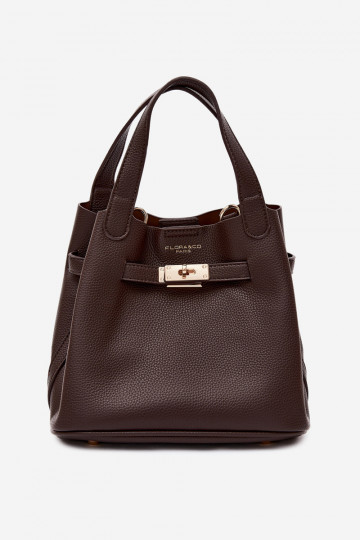 Bag with cosmetic case and faux leather chocolate Crumble