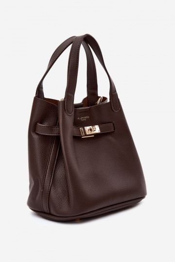Bag with cosmetic case and faux leather chocolate Crumble 2