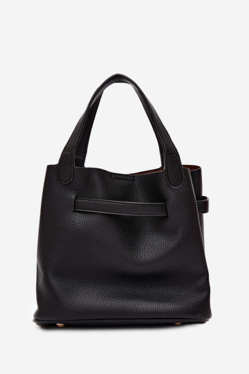 Black faux leather handbag with cosmetic pouch Crumble 2